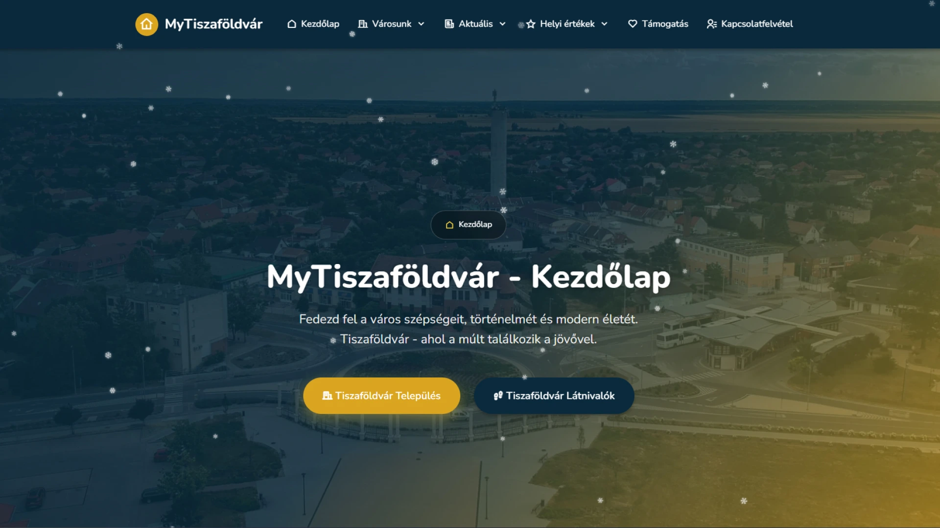 Mytiszaföldvár közösségi weboldal - Modern, reszponzív design, HTML, CSS, JavaScript